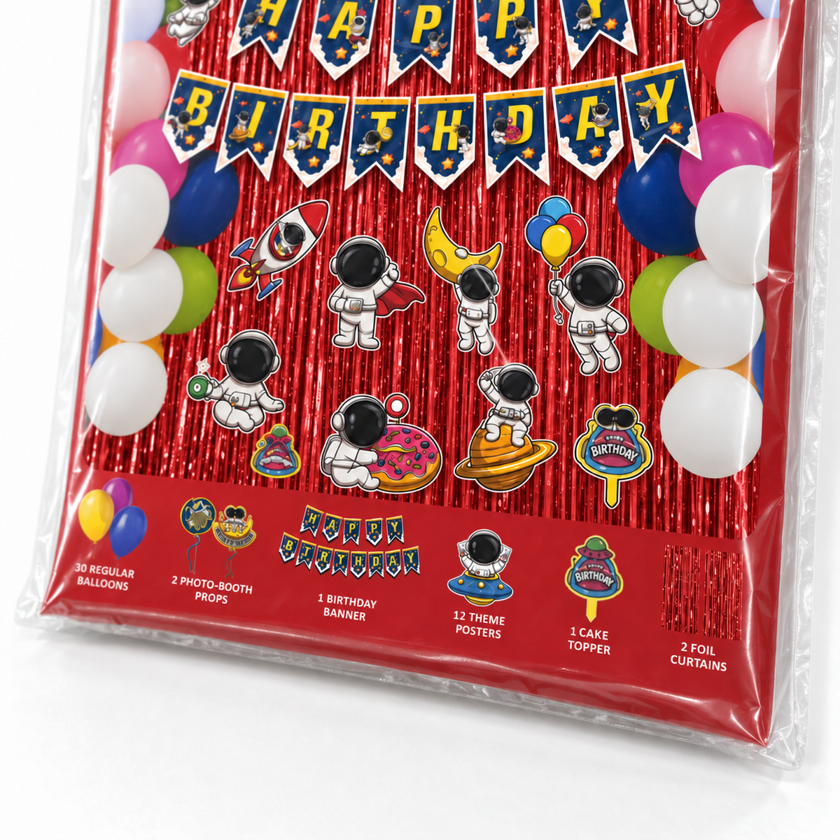 PARTTYHUB SPACE ADVENTURER BIRTHDAY PARTY DECOR KIT- RED | SAR | PACK 1