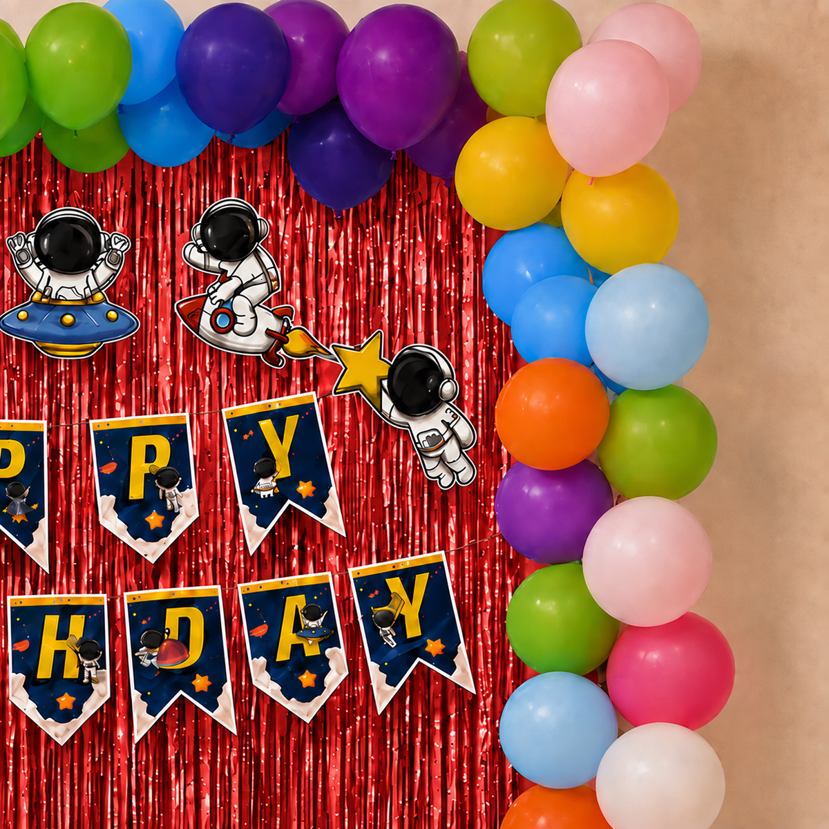 PARTTYHUB SPACE ADVENTURER BIRTHDAY PARTY DECOR KIT- RED | SAR | PACK 1