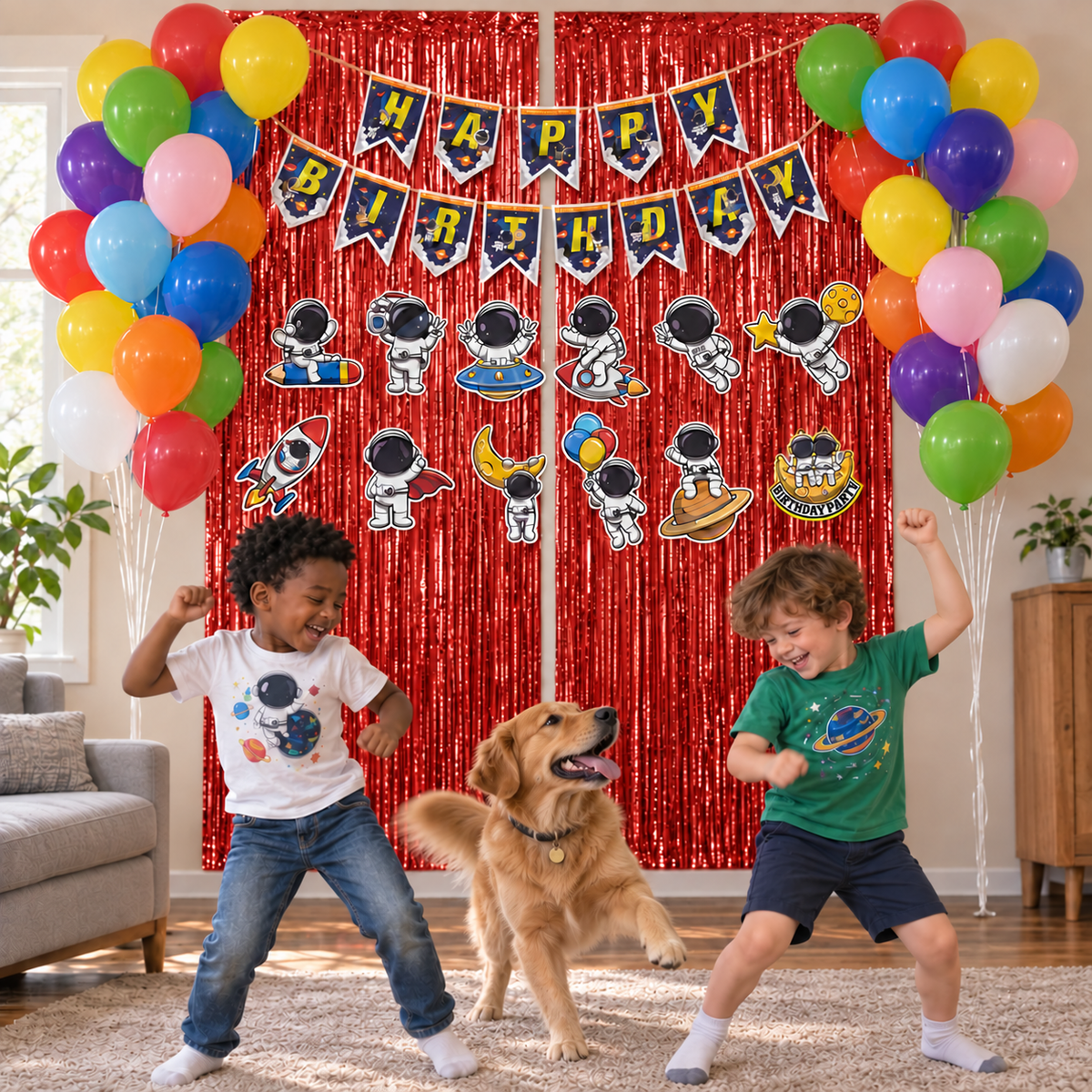 PARTTYHUB SPACE ADVENTURER BIRTHDAY PARTY DECOR KIT- RED | SAR | PACK 1