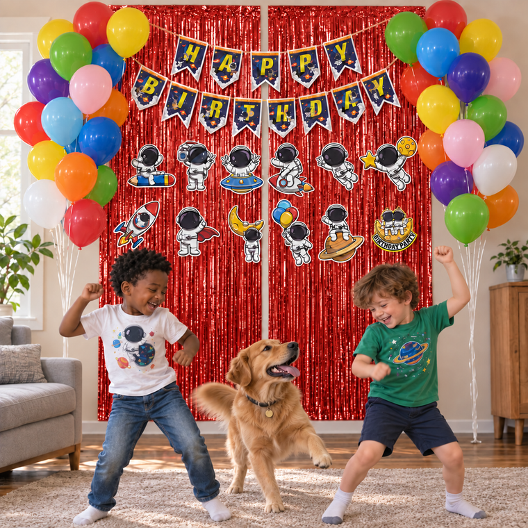 PARTTYHUB SPACE ADVENTURER BIRTHDAY PARTY DECOR KIT- RED | SAR | PACK 1