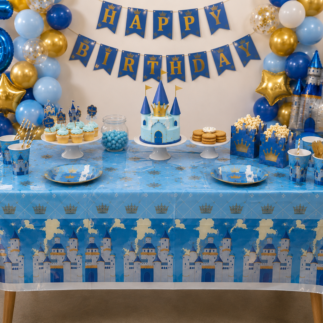 Parttyhub Disney Blue Castle Tablecloth | DSNY | Pack 1
