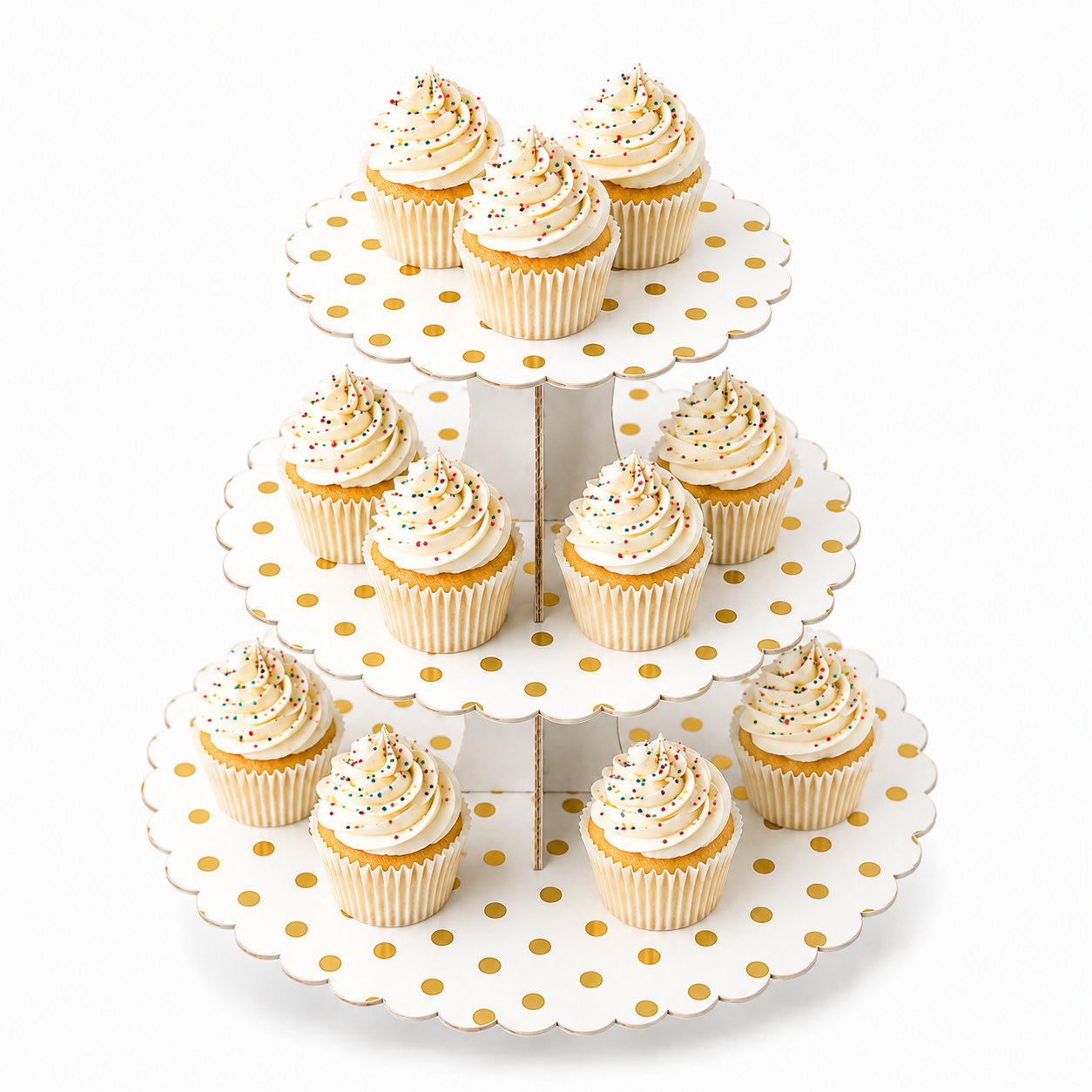 ParttyHub Classic Cupcake Stands- Gold Polka Dots | DRS | Pack 1