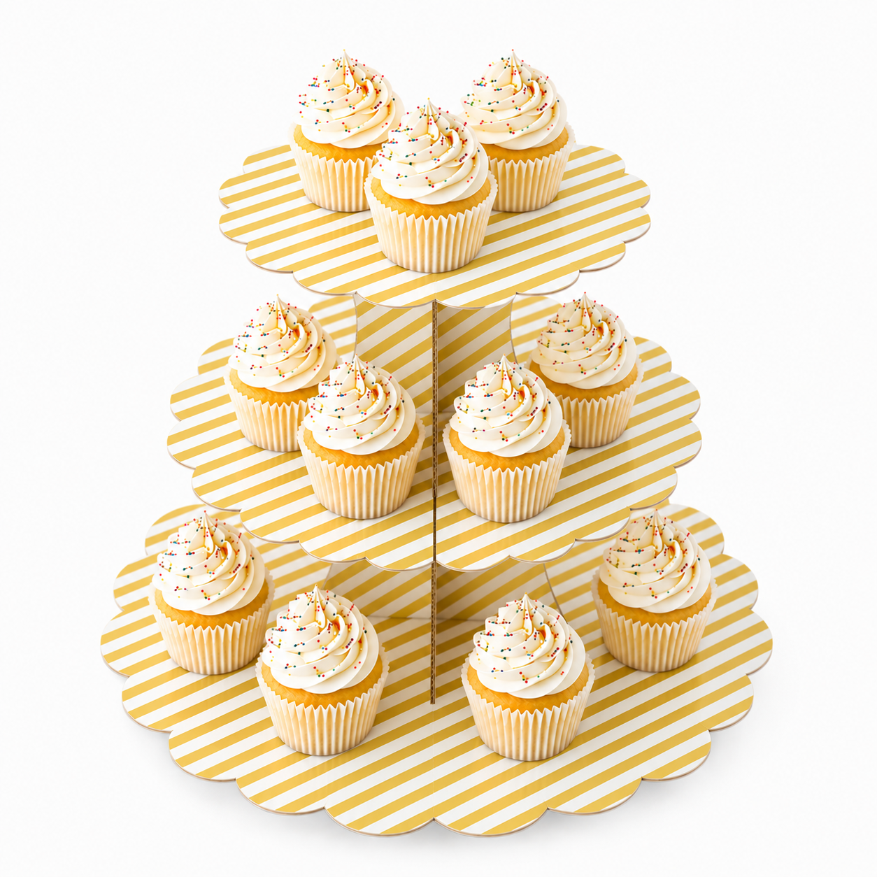 ParttyHub Classic Cupcake Stands- Gold Stripes | CANSTR | Pack 1