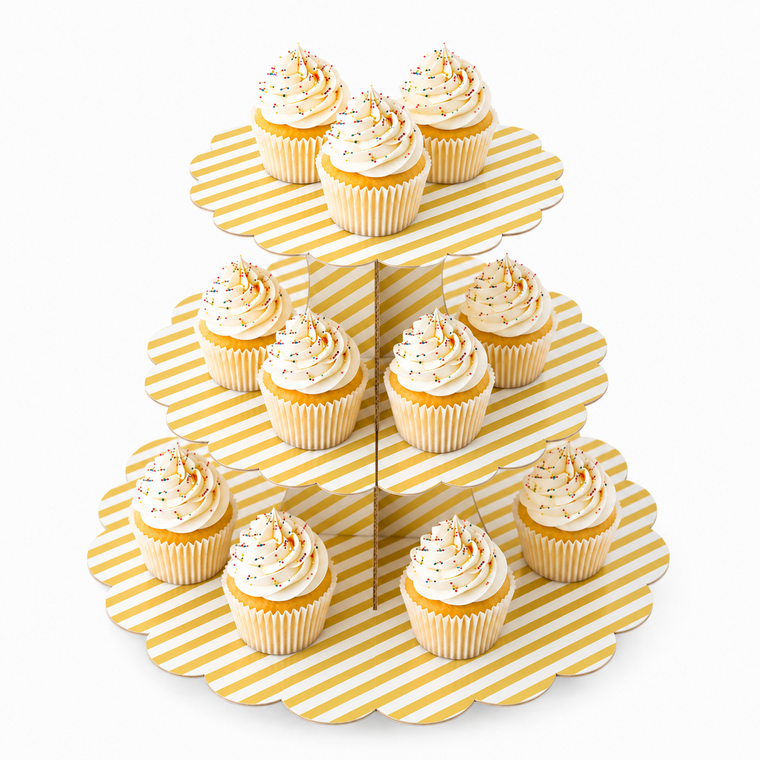 ParttyHub Classic Cupcake Stands- Gold Stripes | CANSTR | Pack 1