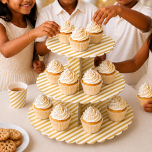 ParttyHub Classic Cupcake Stands- Gold Stripes | CANSTR | Pack 1