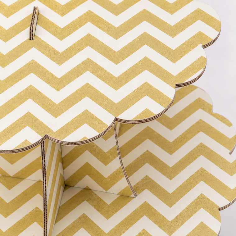 ParttyHub Classic Cupcake Stands- Gold Zigzag Lines | ZGZGL | Pack 1