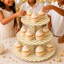 ParttyHub Classic Cupcake Stands- Gold Zigzag Lines | ZGZGL | Pack 1