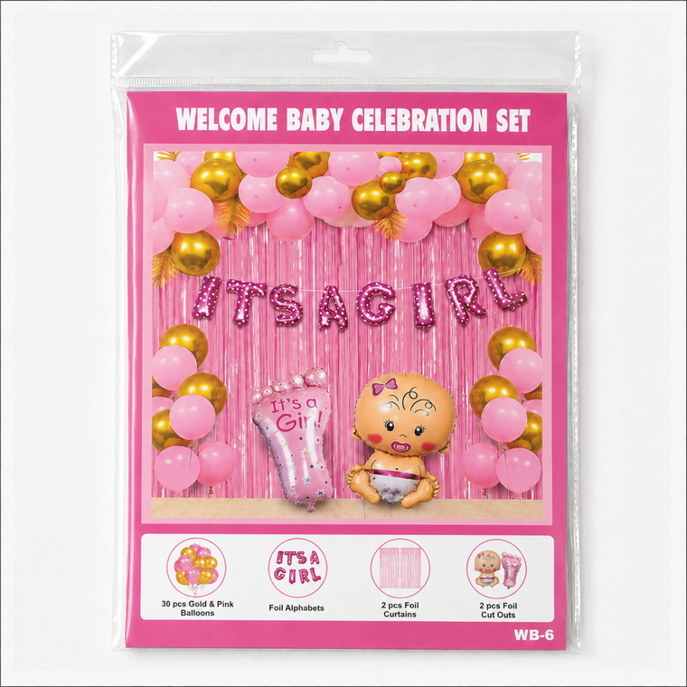 PARTTYHUB IT'S A GIRL! BABY CELEBRATION KIT | ISG | PACK 1