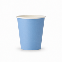 A light blue paper cup with a white interior rim, shown on a clean white background.