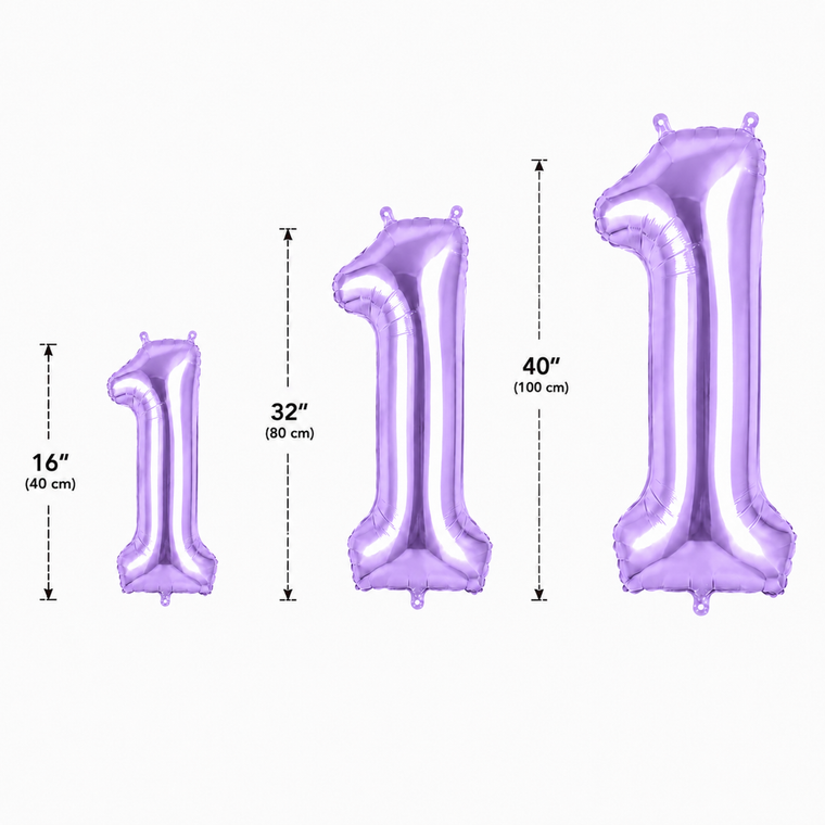 Parttyhub Foil Number Birthday Balloons - 16, 32, 40 Inches - Lightpurple | BDAY | Pack 1