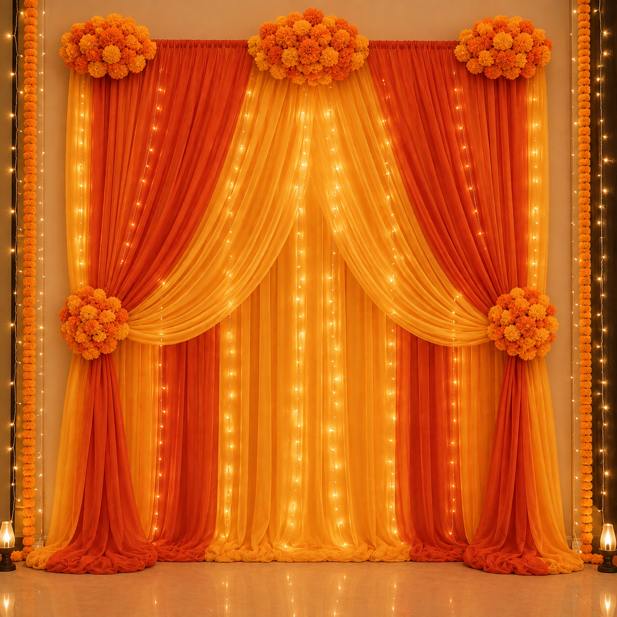PARTTYHUB MANGO YELLOW TULLE DRAPES | MYT | PACK 1