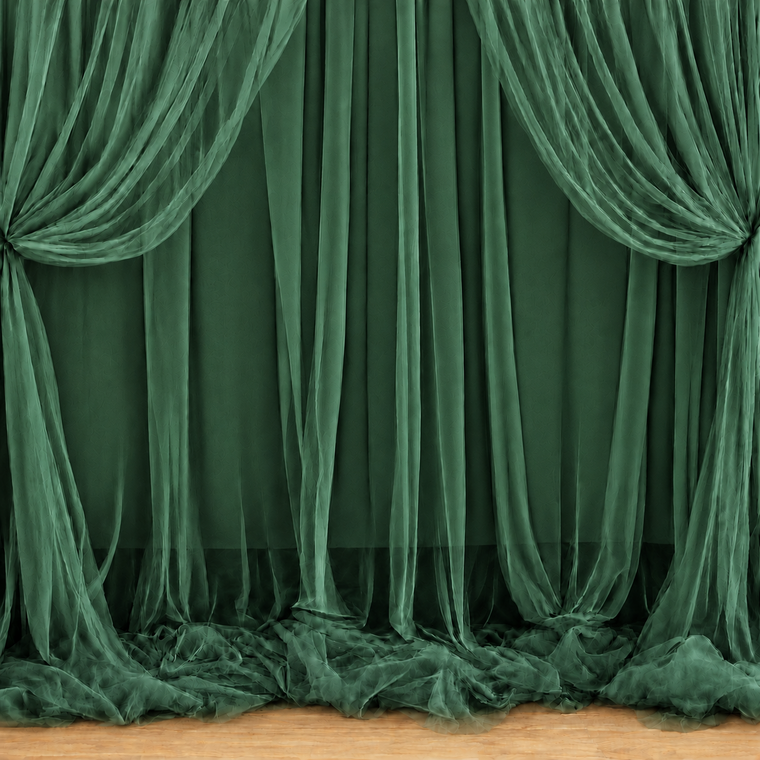 PARTTYHUB MYSTERIOUS DARK GREEN TULLE DRAPES | MDG | PACK 1