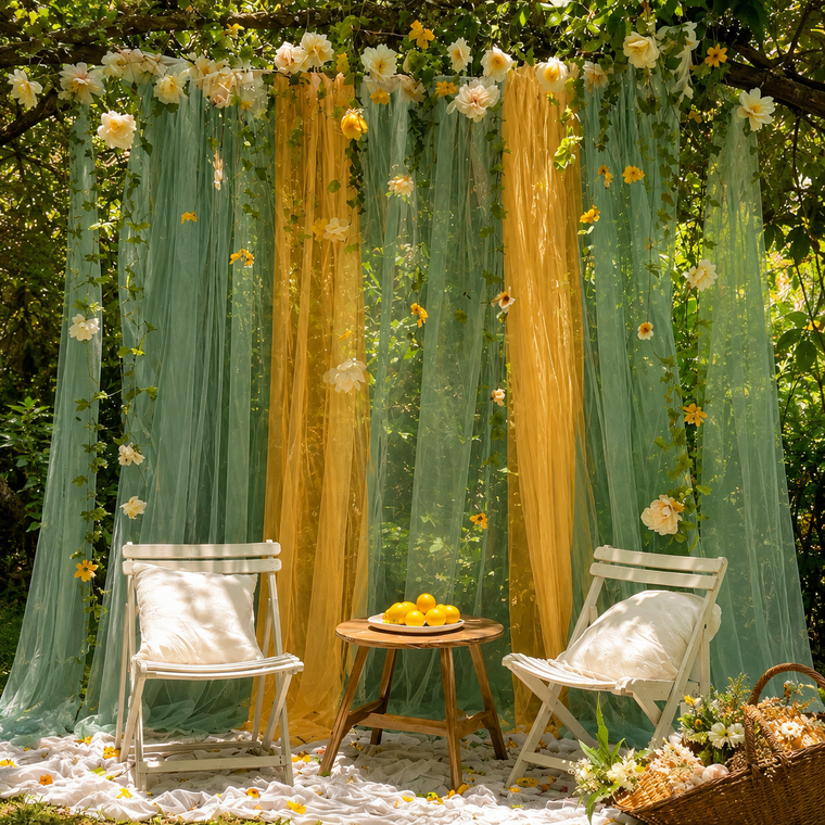 PARTTYHUB MYSTERIOUS DARK GREEN TULLE DRAPES | MDG | PACK 1