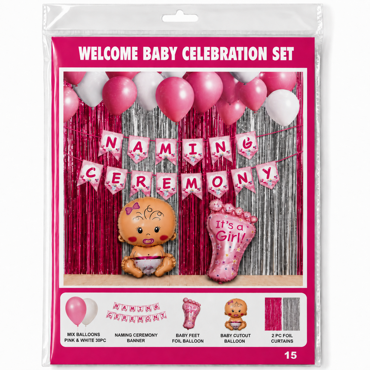PARTTYHUB NAMING CEREMONY PARTY COMBO SET- PINK | NPI | PACK 1