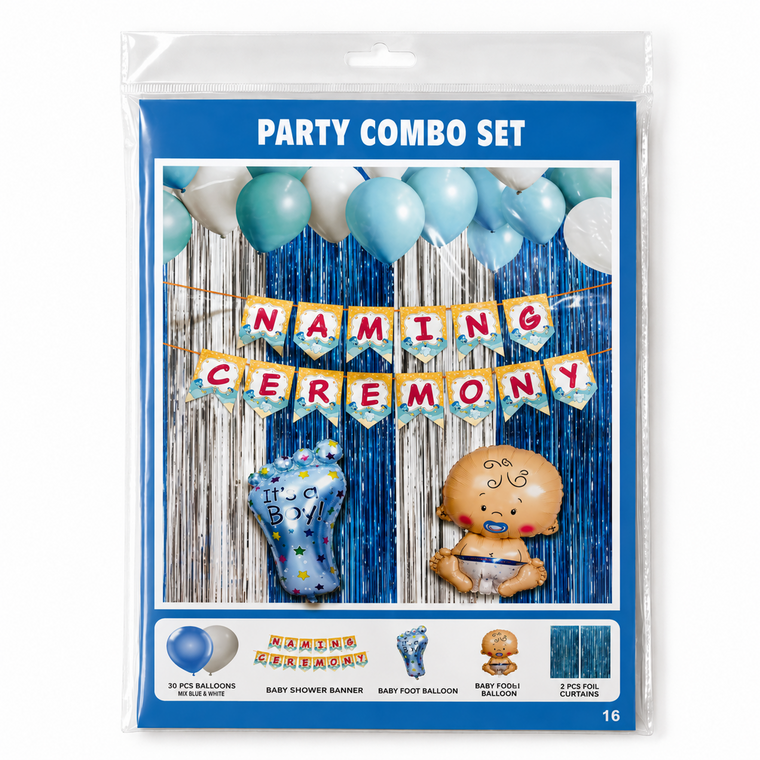 PARTTYHUB NAMING CEREMONY PARTY COMBO SET- BLUE | NBL | PACK 1