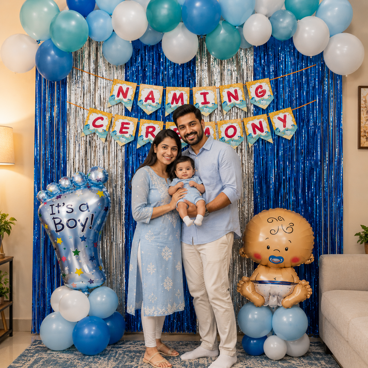 PARTTYHUB NAMING CEREMONY PARTY COMBO SET- BLUE | NBL | PACK 1