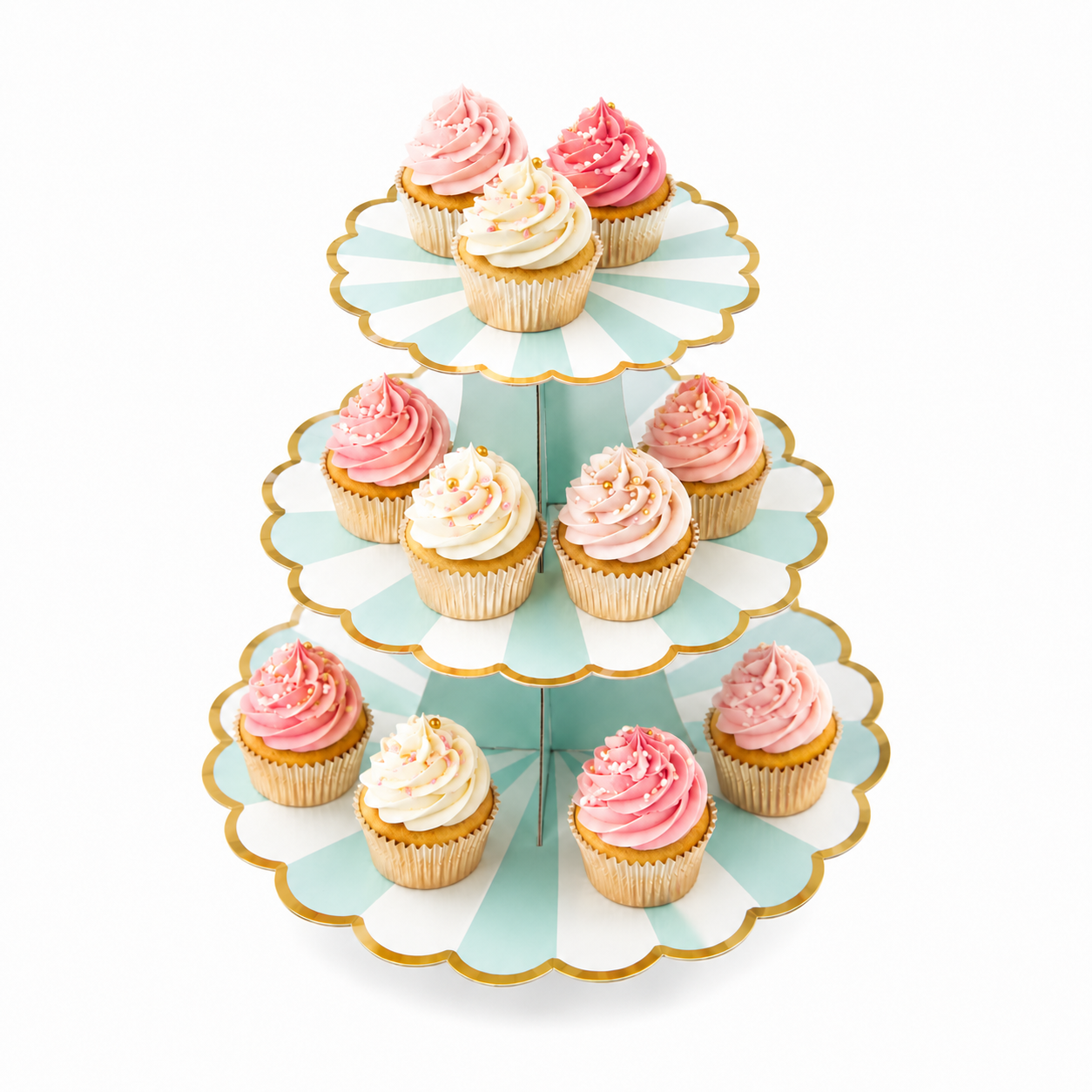 ParttyHub Cabana Striped Cake Stand- Pastel Green | CANSTR | Pack 1