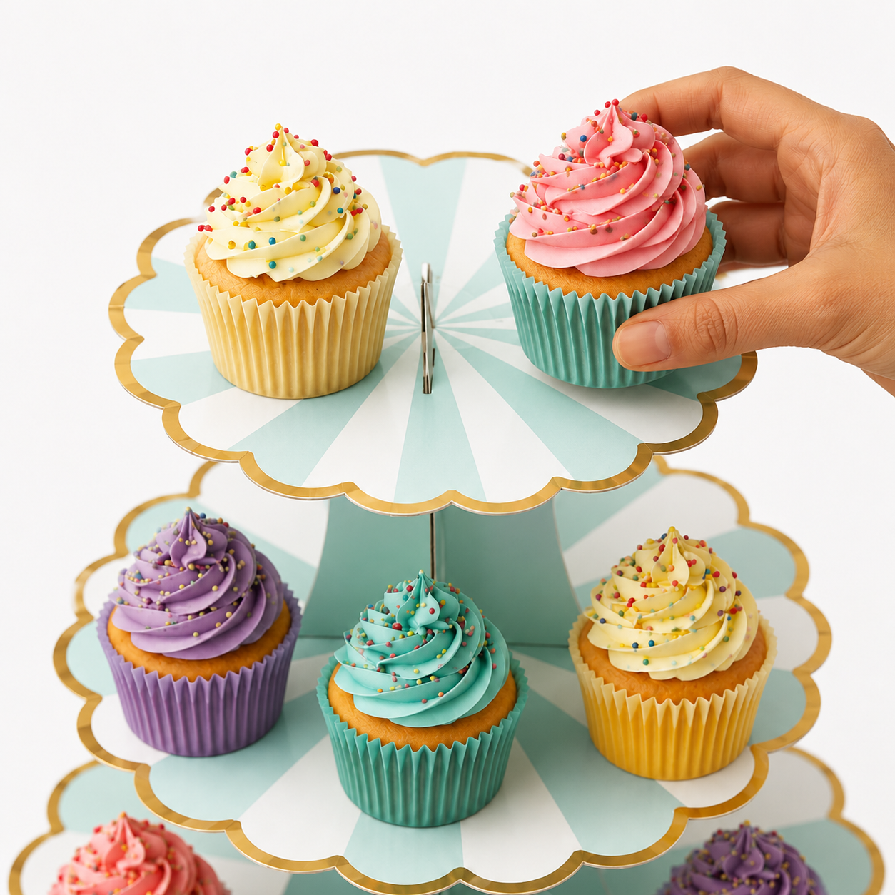 ParttyHub Cabana Striped Cake Stand- Pastel Green | CANSTR | Pack 1