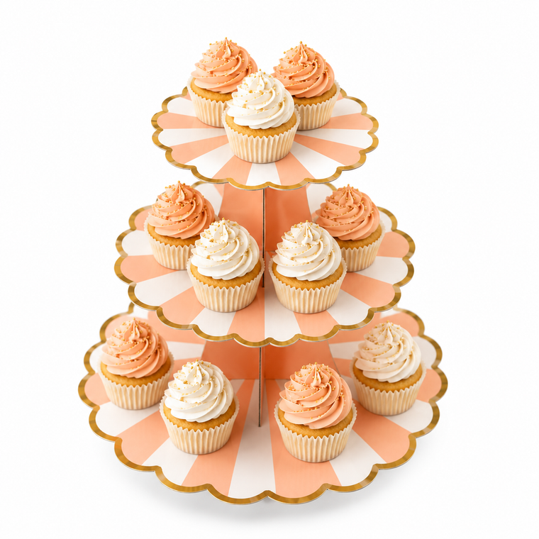 ParttyHub Cabana Striped Cake Stand- Peach | CANSTR | Pack 1