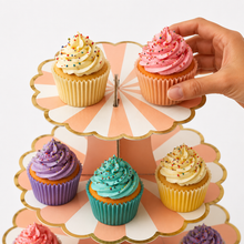 ParttyHub Cabana Striped Cake Stand- Peach | CANSTR | Pack 1
