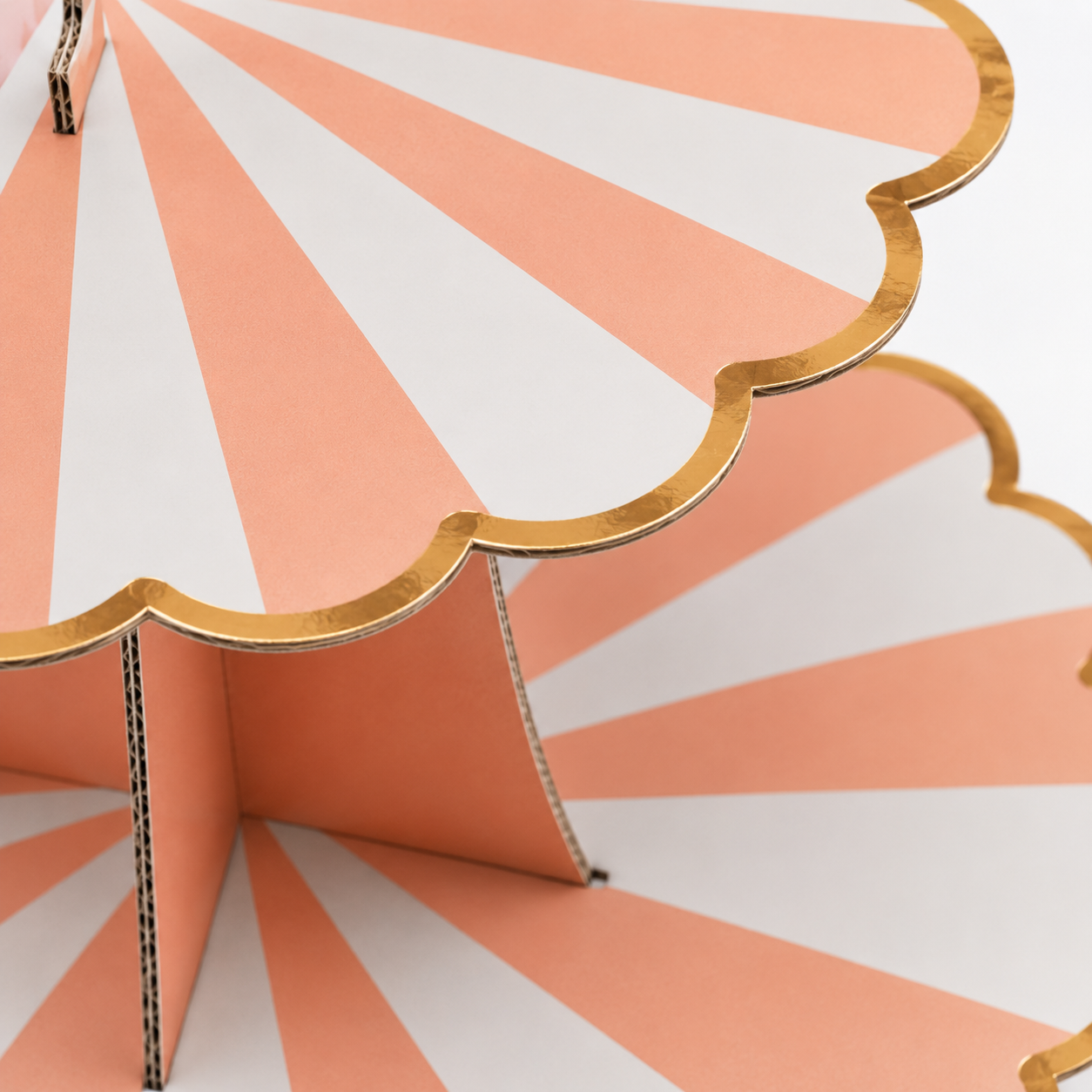 ParttyHub Cabana Striped Cake Stand- Peach | CANSTR | Pack 1