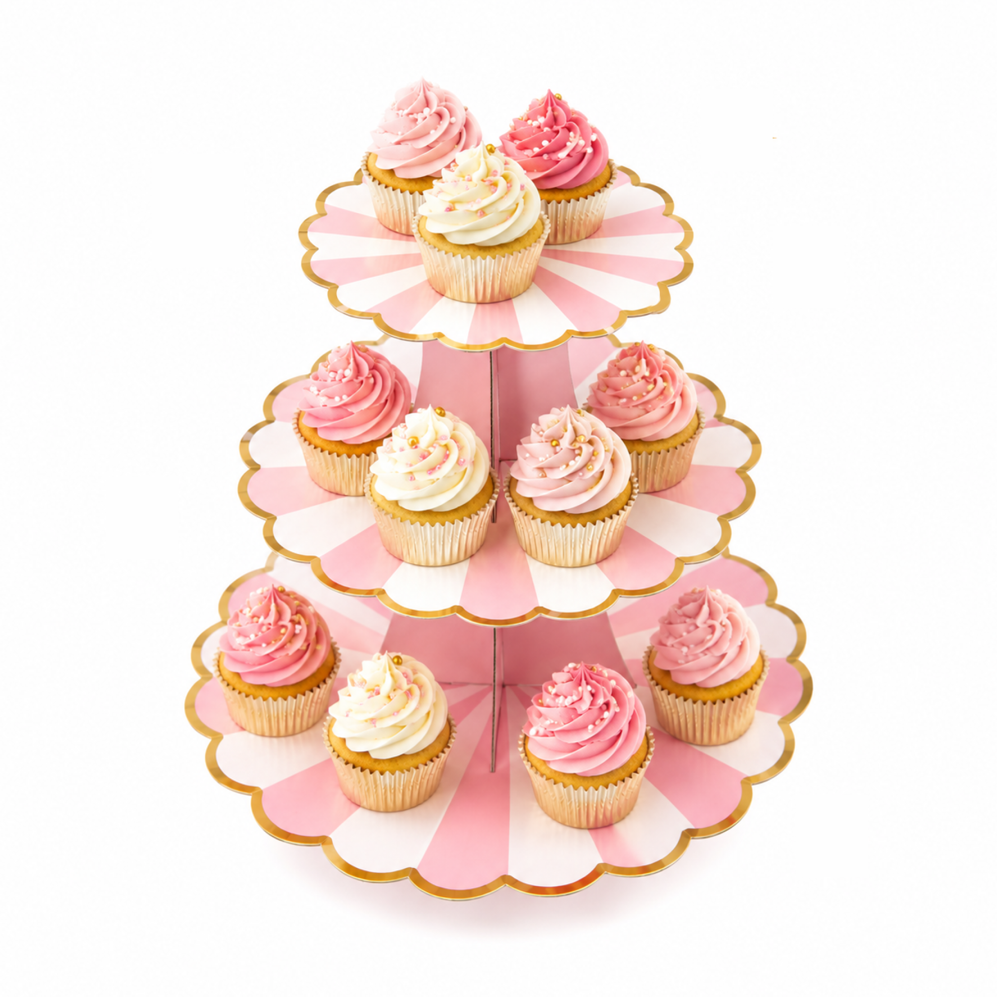 ParttyHub Cabana Striped Cake Stand- Pink | CANSTR | Pack 1