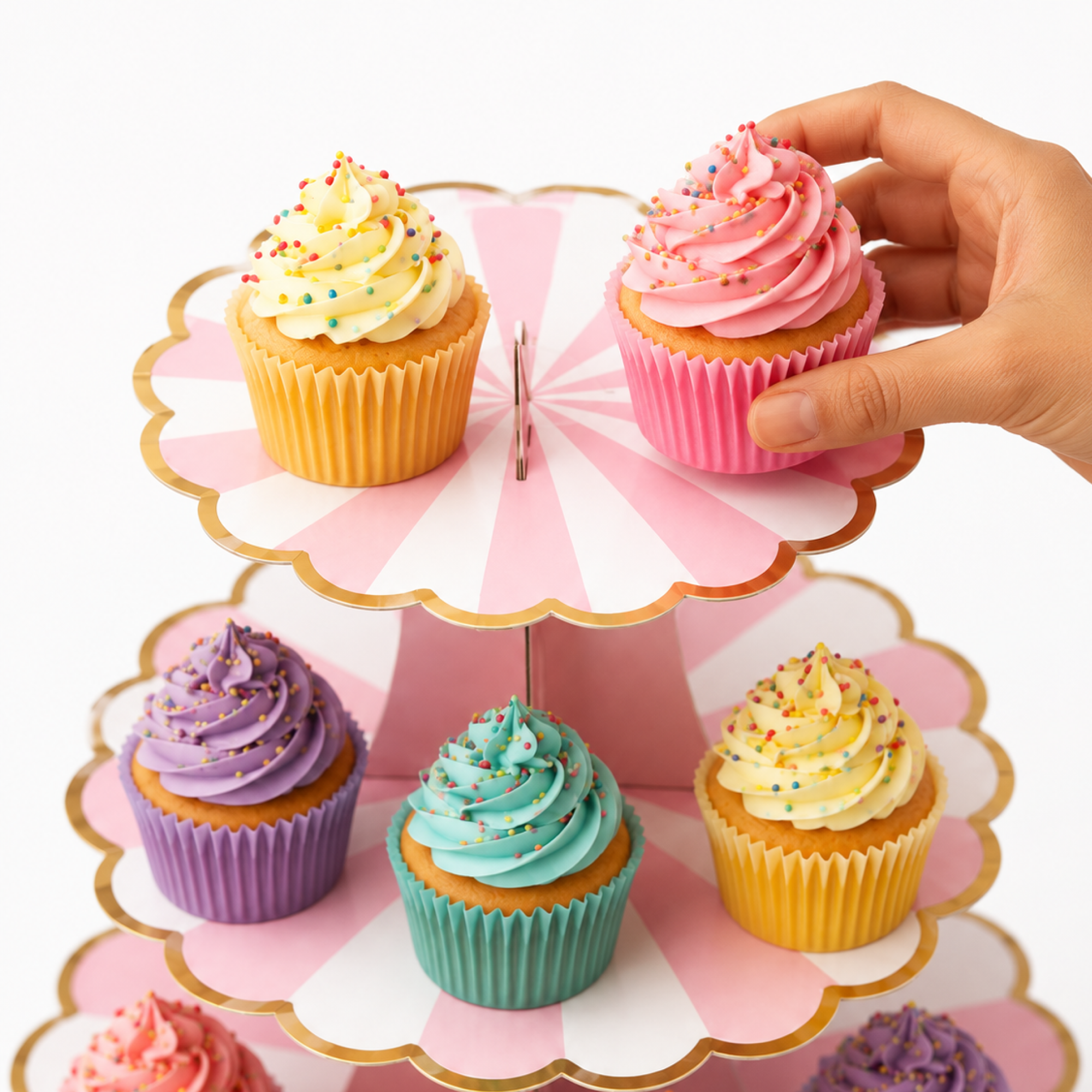 ParttyHub Cabana Striped Cake Stand- Pink | CANSTR | Pack 1