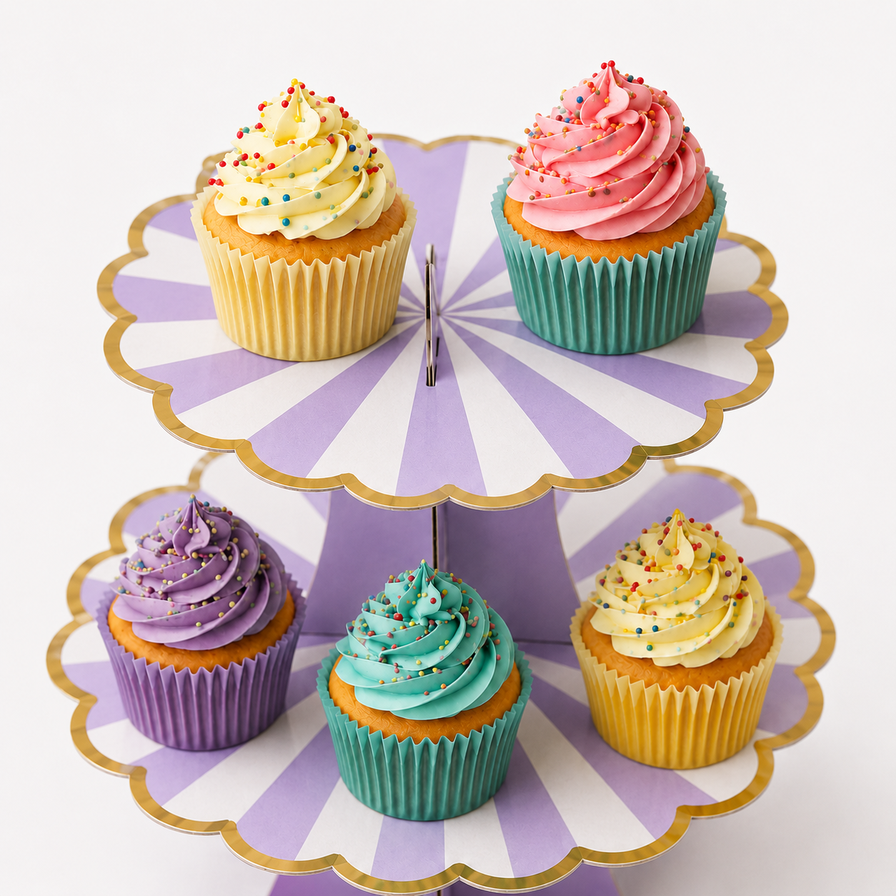 ParttyHub Cabana Striped Cake Stand- Purple | CANSTR | Pack 1
