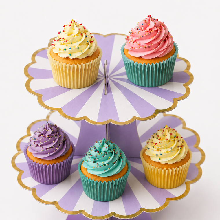 ParttyHub Cabana Striped Cake Stand- Purple | CANSTR | Pack 1