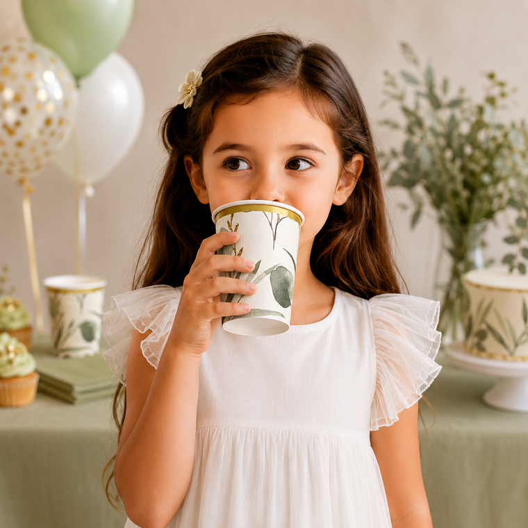 Parttyhub sage leaf party cups | SL | Pack 8