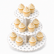 ParttyHub Classic Cupcake Stands- Silver Polka Dots | DRS | Pack 1