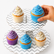 ParttyHub Classic Cupcake Stands- Silver Zigzag Lines | ZGZGL | Pack 1