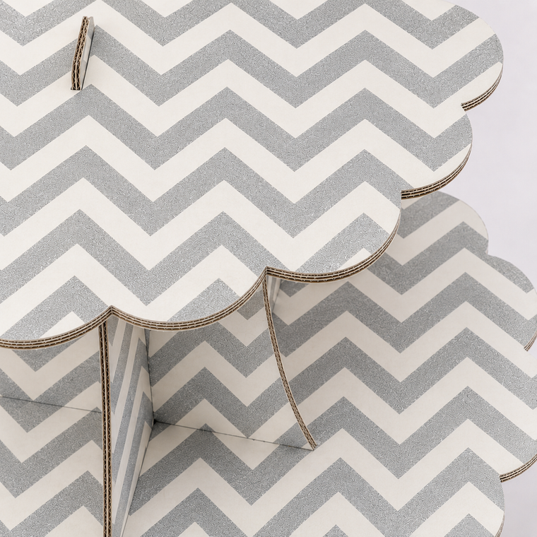 ParttyHub Classic Cupcake Stands- Silver Zigzag Lines | ZGZGL | Pack 1