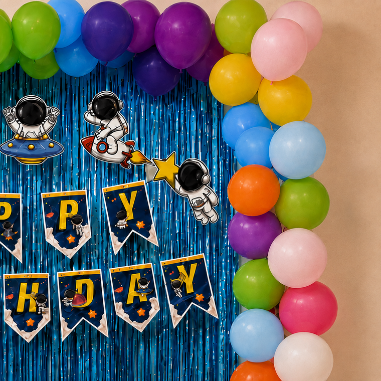 PARTTYHUB SPACE ADVENTURER BIRTHDAY PARTY DECOR KIT- BLUE | SAB | PACK 1