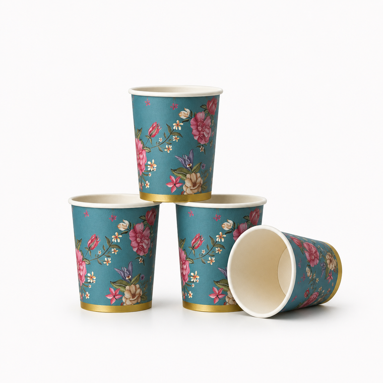 Parttyhub tropical floral party cups | TF | Pack 8