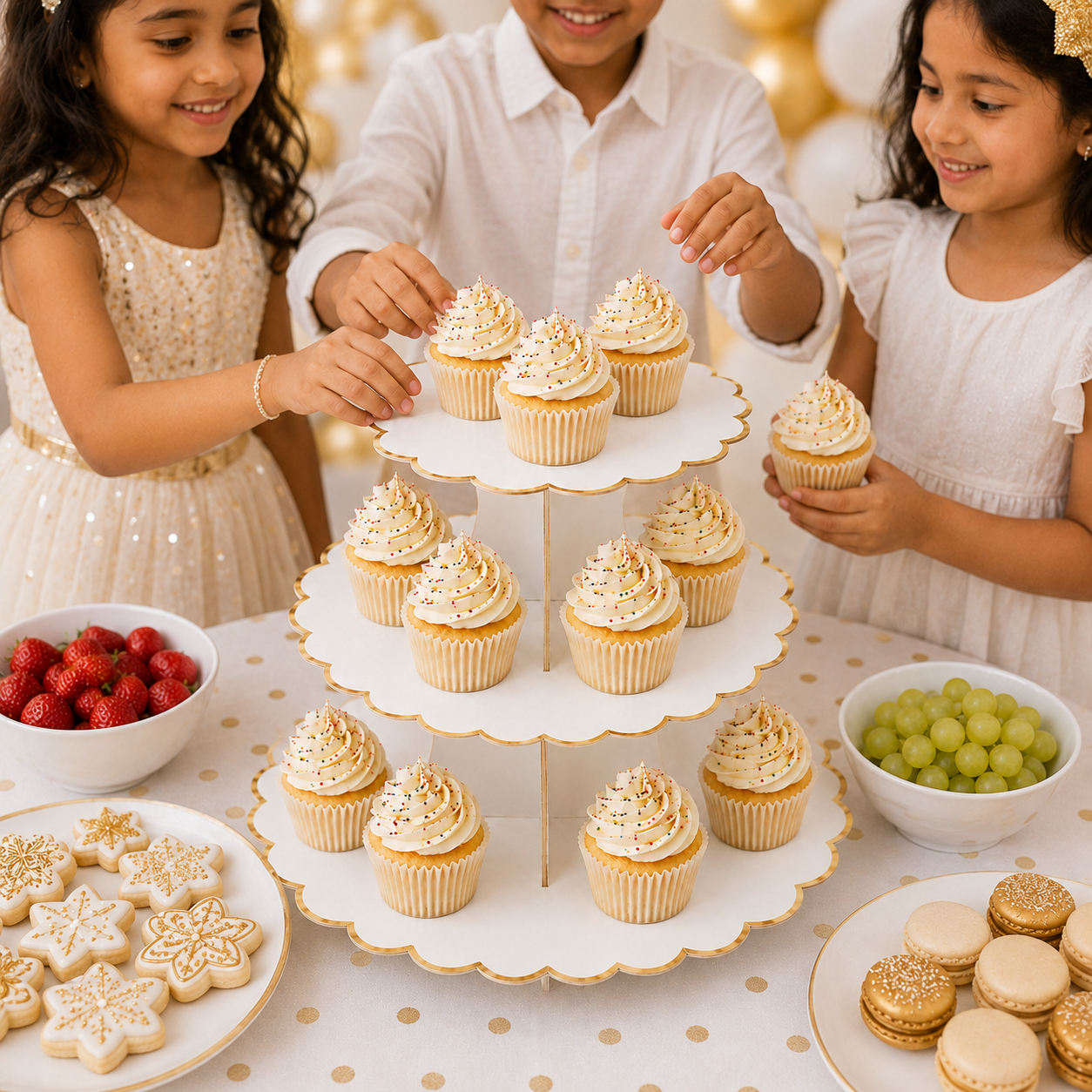 ParttyHub Colourful Party Cake Stands- White | CLRF | Pack 1
