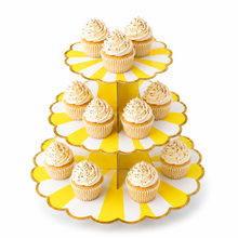 ParttyHub Cabana Striped Cake Stand- Yellow | CANSTR | Pack 1