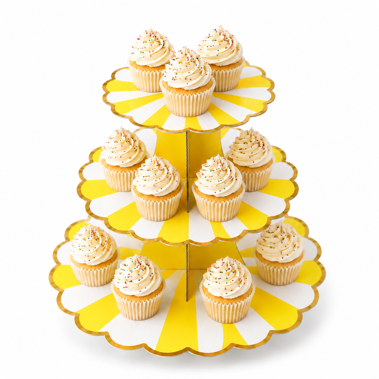 ParttyHub Cabana Striped Cake Stand- Yellow | CANSTR | Pack 1
