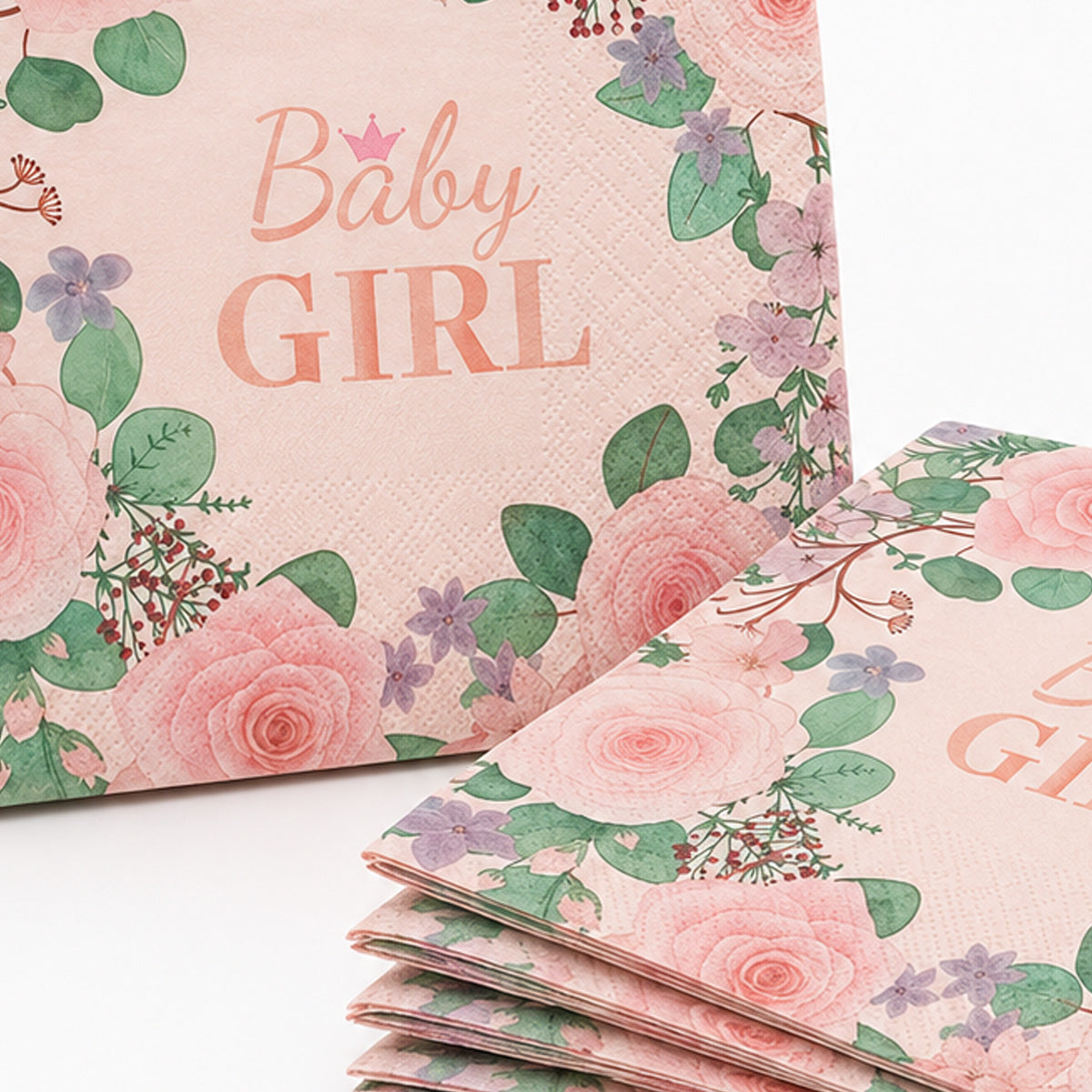 Parttyhub baby girl floral napkins | BGRL | Pack 16