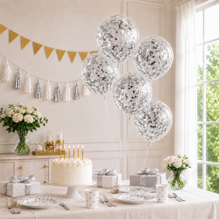 ParttyHub Confetti Balloon Silver | PLN | Pack 3