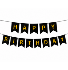 Parttyhub Metallic Happy Birthday Banner Black | BDAY | Pack 1