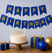 Parttyhub Metallic Happy Birthday Banner Dark Blue | BDAY | Pack 1