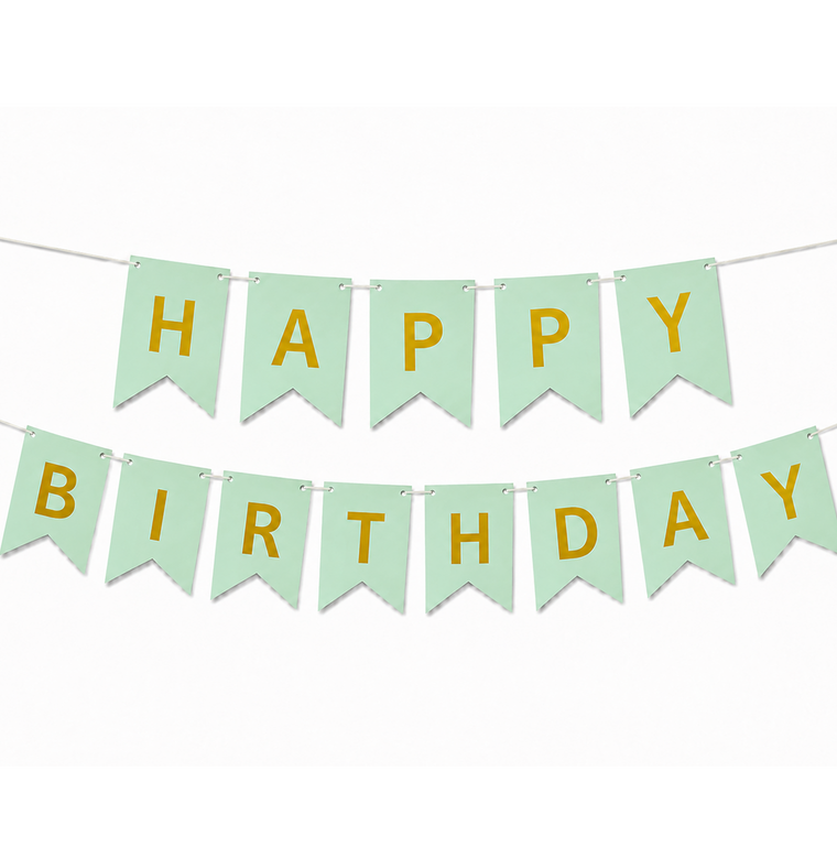 Parttyhub Metallic Happy Birthday Banner Green | BDAY | Pack 1