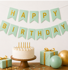 Parttyhub Metallic Happy Birthday Banner Green | BDAY | Pack 1