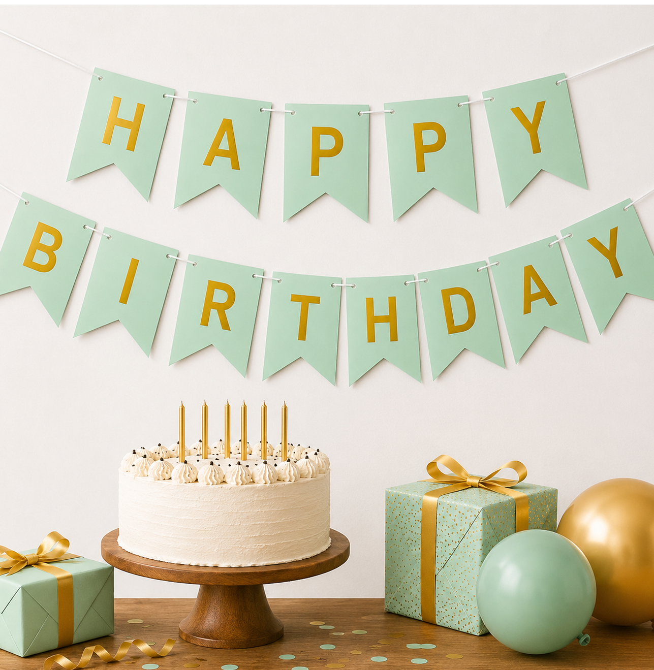 Parttyhub Metallic Happy Birthday Banner Green | BDAY | Pack 1