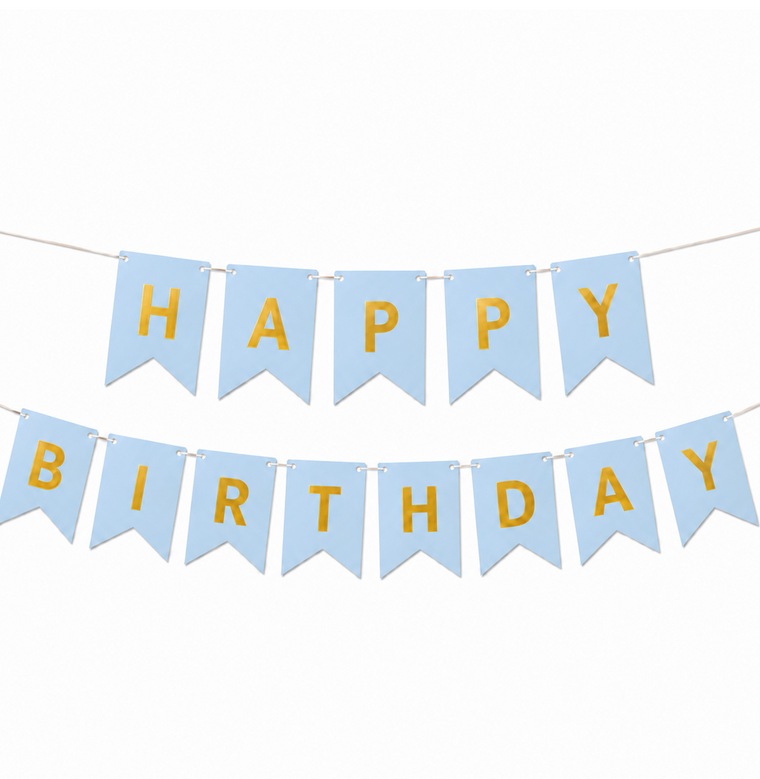 Parttyhub Metallic Happy Birthday Banner Blue | BDAY | Pack 1