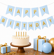 Parttyhub Metallic Happy Birthday Banner Blue | BDAY | Pack 1