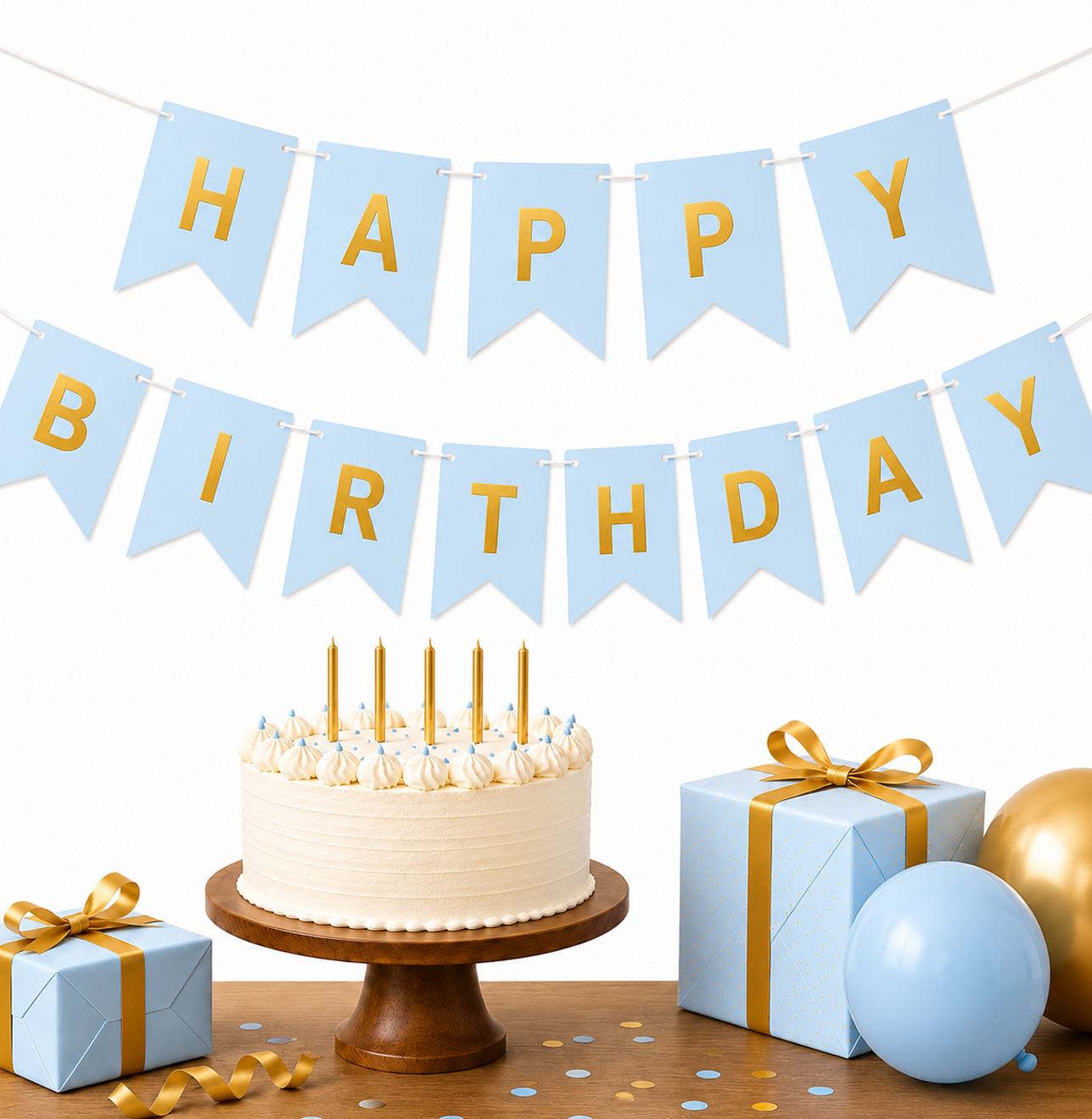 Parttyhub Metallic Happy Birthday Banner Blue | BDAY | Pack 1