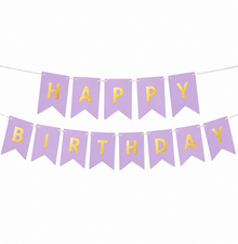 Parttyhub Metallic Happy Birthday Banner Purple | BDAY | Pack 1