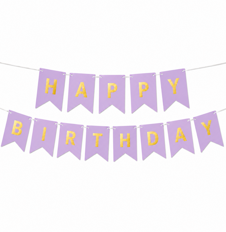Parttyhub Metallic Happy Birthday Banner Purple | BDAY | Pack 1